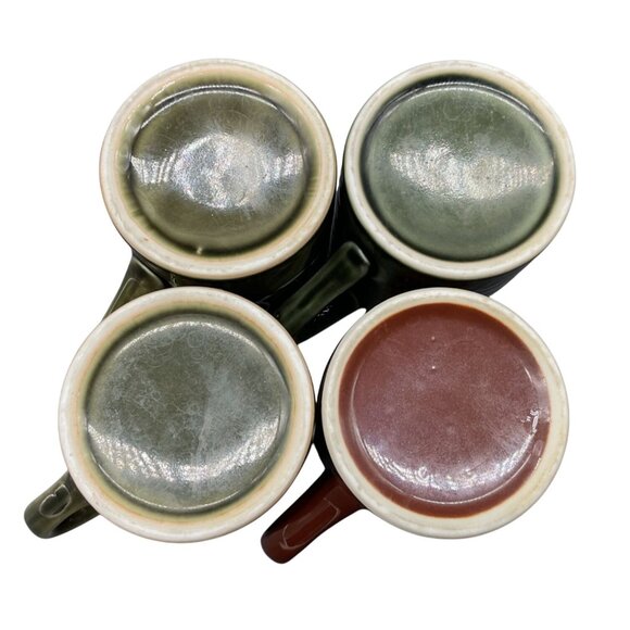 Vtg Set Of 4 MCM Ceramic Mugs Unique Abstract Designs & Earthy Tones 3.75"H - Picture 5 of 6